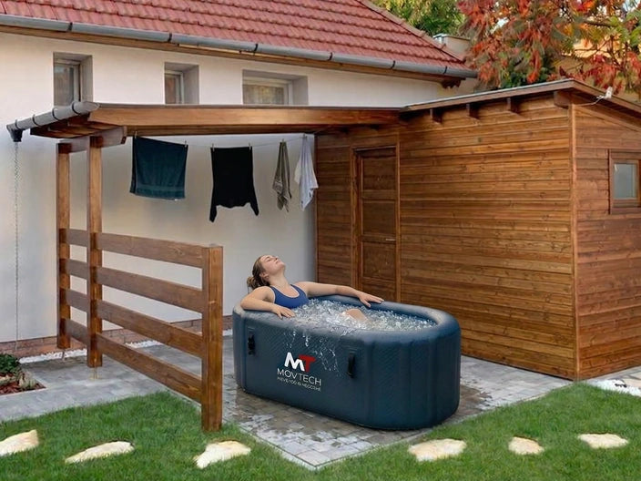 Movtech Recovery Tub Pro Oval jeges merülőkád az udvaron