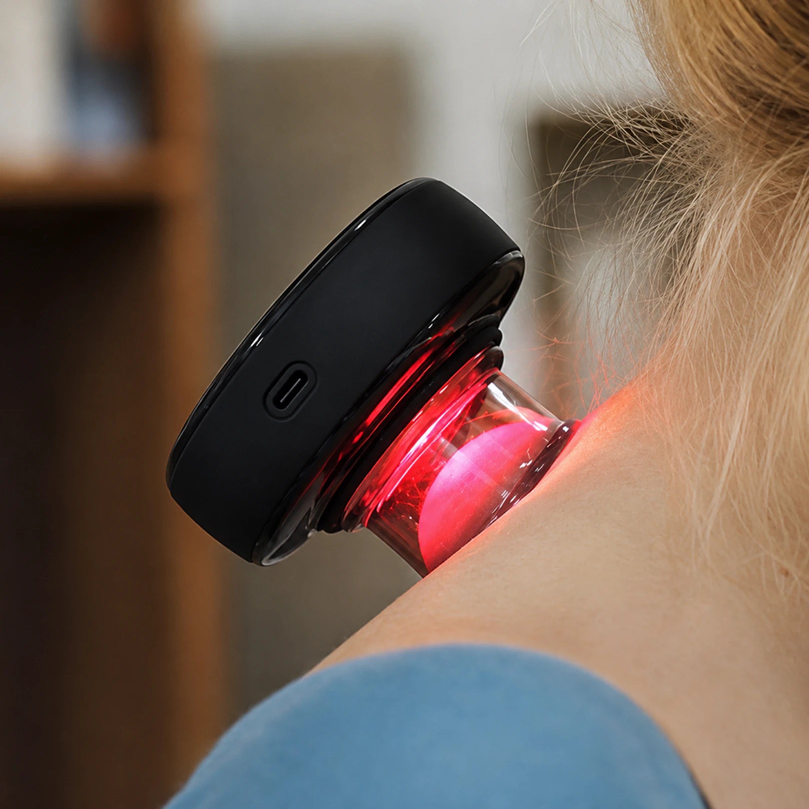 Movtech Smart Cupper okos köpölyöző a nyakon, vörösfényes üzemmódban